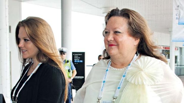 Disparaged her children "either do not work, or do not work full-time" ... Gina Rinehart, right, and daughter Ginia.