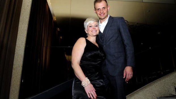 Telstra ACT Business Woman of the Year Samantha Kourtis   with her husband Dimitrie Kourtis.