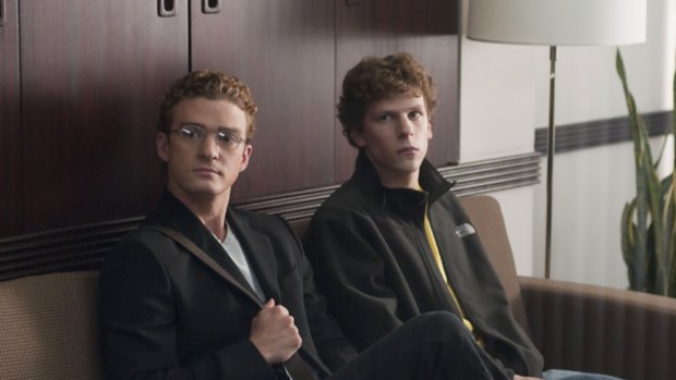 Justin Timberlake (left) and Jesse Eisenberg share some face time in The Social Network