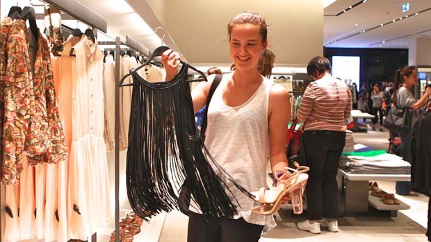 Ola -la ... Laura Patterson becomes one of the first to shop at Zara, Bondi Junction.