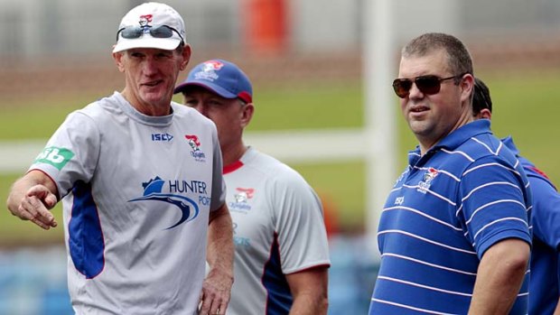 Standing firm &#8230; Wayne Bennett, left, says he came to Newcastle because he shares Nathan Tinkler's vision for the club.