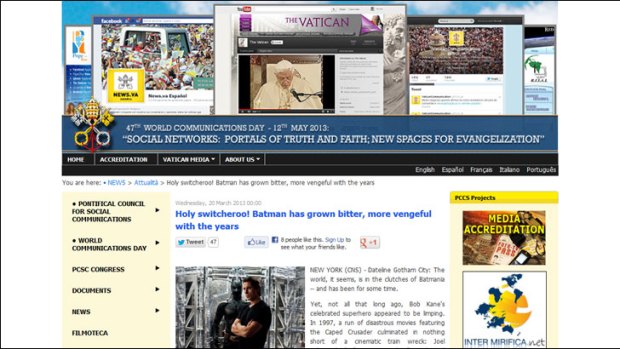 Holy smokes ! ... The Batman story on the Vatican's communications website.