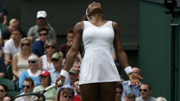 Searching for perfection: Serena Williams reacts during her win over Mandy Minella.