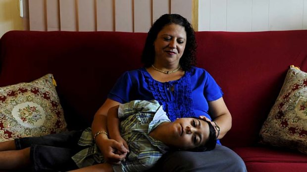 Exhausted: Gerda Sadek with Tarek, 6, was told he must wait almost a year for a sleep study.