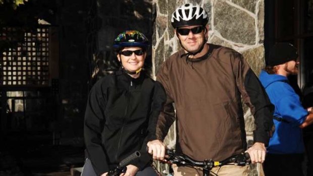 Matthew Fitzgerald, right, suffered serious head injuries when he fell from his bicycle.