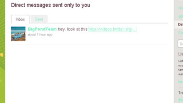 An example of the Twitter direct message scam targeting Telstra's followers.