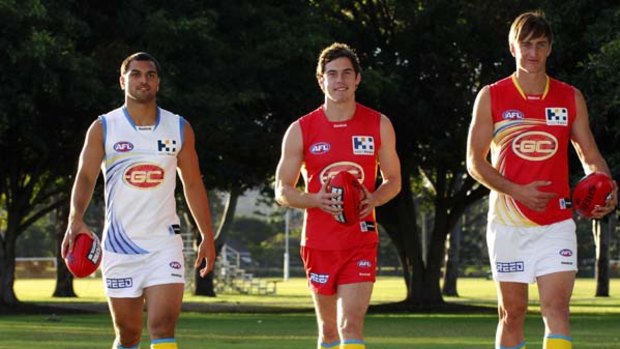 (L to R) Karmichael Hunt (Clash Uniform), Marc Lock (Home Uniform ) and Charlie Dixon (Away Uniform).