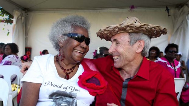 Reunited ... Eddie Mabo's wife, Bonita, with solicitor Greg McIntyre for the 20th anniversary of the Mabo decision.