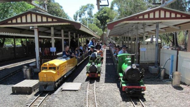 Mini trains: Model steam, diesel and electric locomotives pull little carriages along two kilometres of tracks at the Diamond Valley Railway.