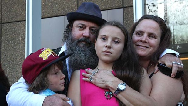 Saga over: Mick Peet, the father of victim Lateesha Nolan, with his children Mikey, Kiara and partner Jenny after Malcolm Naden's sentence was handed down.
