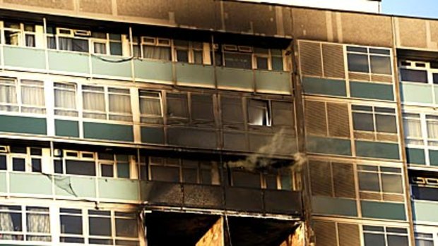 The burnt-out tower block in Camberwell, south London, where six people, including a newborn baby, died.