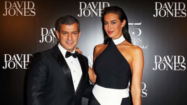 Trying it on for size: Paul Zahra and Megan Gale.
