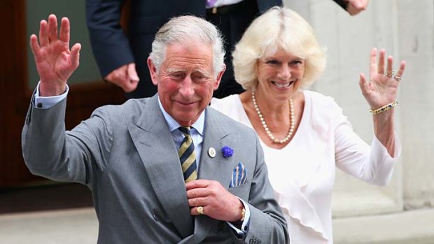 Visting: Prince Charles and Camilla leave St Mary's Hospital.
