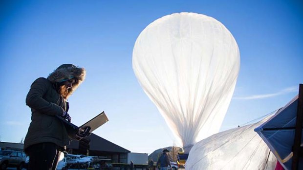 Flight engineer Sameera Ponda readies the next balloon for deployment at the launch site in New Zealand.