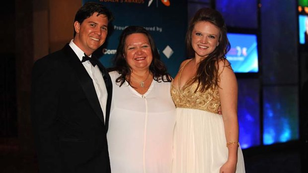 Gina Rinehart with her children John Hancock and Ginia Rinehart.