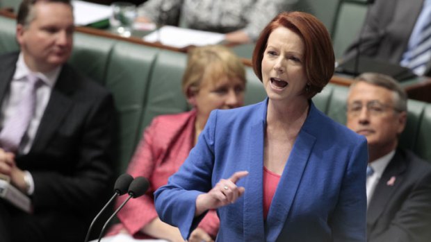 Julia Gillard makes her "misogyny speech', one of the signature moments of her prime ministership.