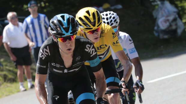 Leading man: Richie Porte sets the pace for teammate and Tour de France leader Chris Froome.