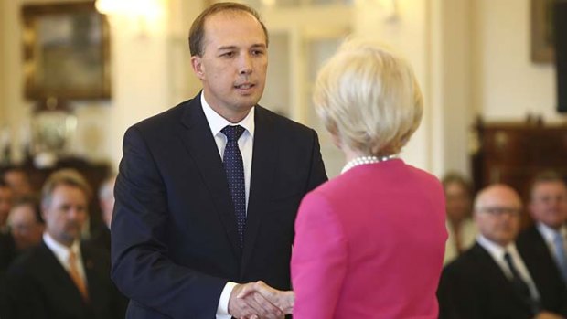 Peter Dutton is sworn in as Health and Sport minister.