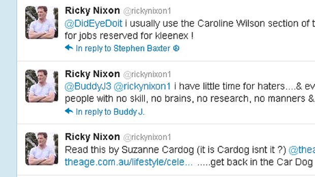 'Get back in the Car, Dog' ... Ricky Nixon's Twitter page.