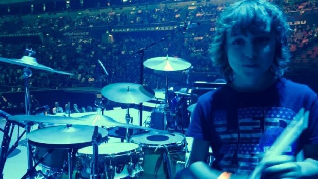 Jagger Alexander-Erber onstage at the Rolling Stones concert at Sydney's Allphones Arena on Wednesday night.