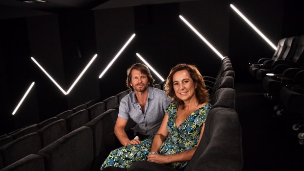 Shane Thatcher and Sonya Stephen, creators of the Choovie app, at the Lido Cinema in Hawthorn.