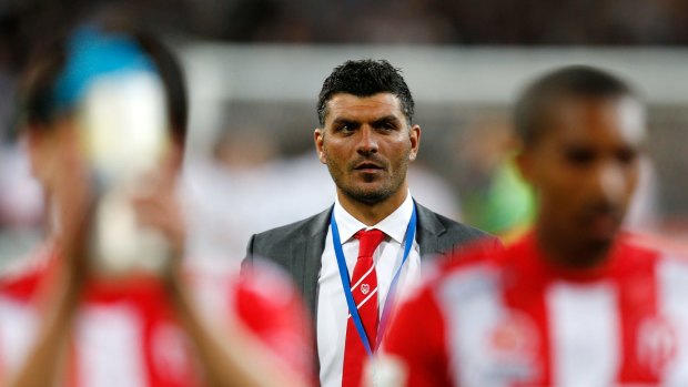 Learning on the job: John Aloisi during his time as coach of the Melbourne Heart. 