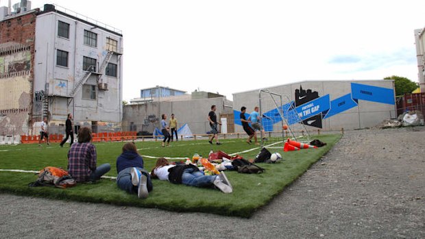 Astroturf soccer field.