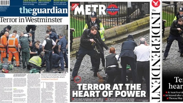 The Guardian, Metro and Independent front pages. 
