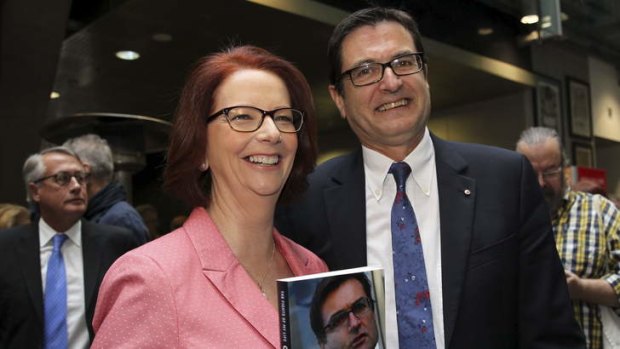 Julia Gillard and Greg Combet at the launch of his book, <i>The Fights of my Life</i>.