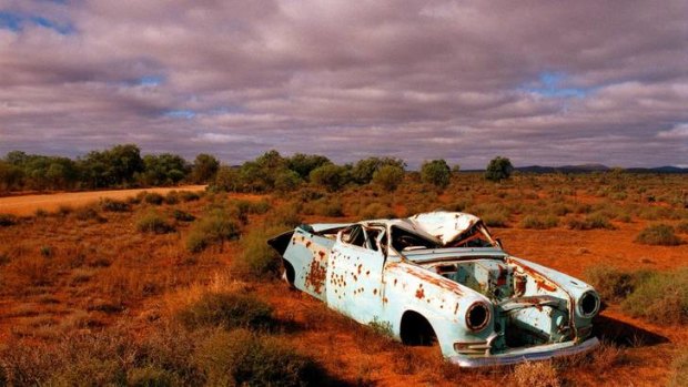 Abandoned: a car wreck in the outback.