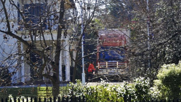 A removalists truck is seen at the Lodge.