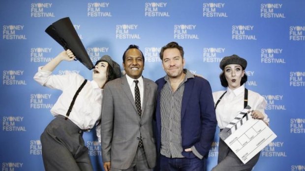 Actors pose with Sydney Film Festival director Nashen Moodley (left) and writer-director Brendan Cowell.
