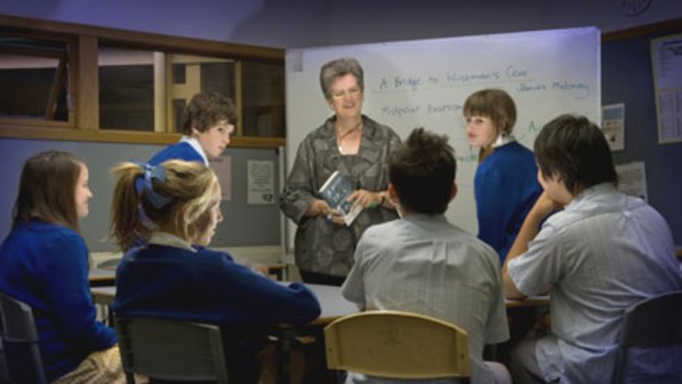 Elisabeth Lenders with her English class at Carey Baptist Grammar School.