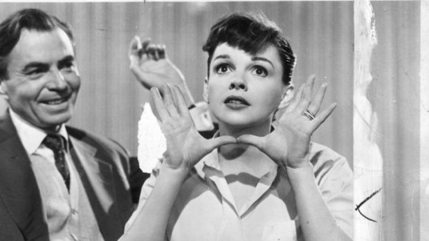 Judy Garland and James Mason in a scene from A Star Is Born. 