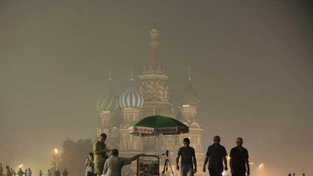 Moscow's St. Basil's Cathedral is seen through the heavy smog covering Moscow, Russia. <i>Picture: AP/Alexander Zemlianichenko</i>