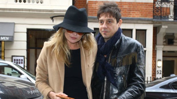 Snapped ... Kate Moss and Jamie Hince together in London earlier this month.
