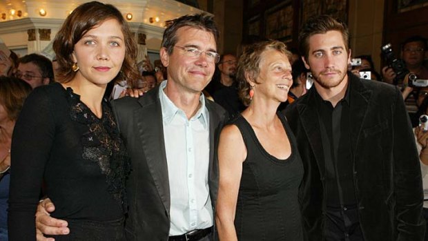 Family business ... Maggie, left, and Jake Gyllenhaal, right, with their parents, Stephen and Naomi.