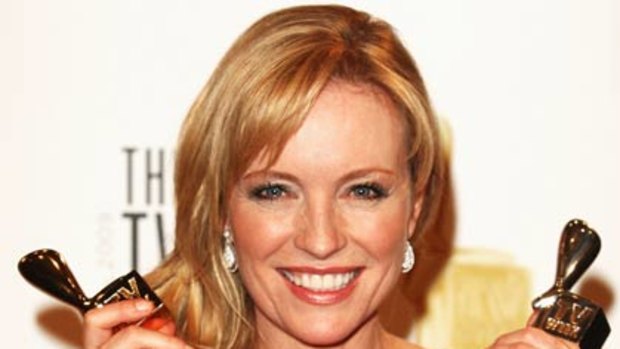 Rebecca Gibney with her Gold Logie. Photo: Penny Stephens