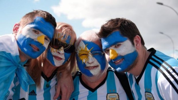 Sky blue and white hopes: Argentina fans before the World Cup final at Maracana Stadium.