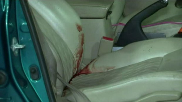 Evidence: The seat of the car of one of the victims. He was in a stable condition.