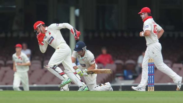 Phil Hughes in NSW's Sheffield Shield match at the SCG yesterday.