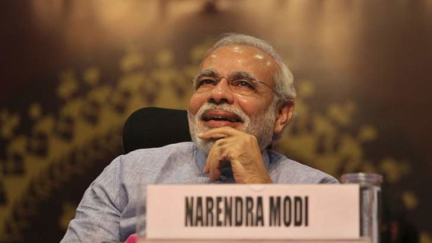 Polarising: Gujarat Chief Minister Narendra Modi at an agriculture summit this week.