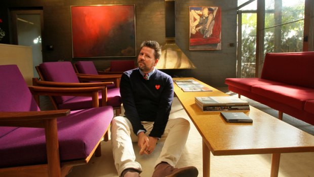 Tim "Rosso" Ross gets comfy in the Robin Boyd house in South Yarra.