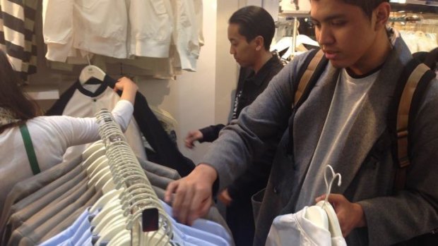Hunting for the next trend: Shoppers at H&M's pop-up store.