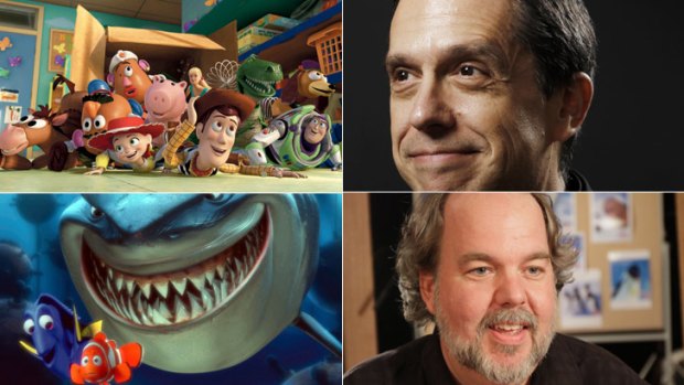 World first &#8230;  <Em>Toy Story</em>, top left, blazed a trail for all computer-generated movies that followed, such as <em>Finding Nemo</em>, below left. Lee Unkrich, top right, and Rob Coleman.