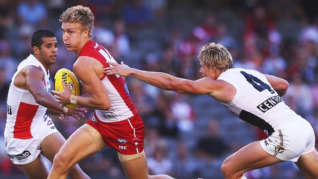 Promising signs: The Swans' younger players, including Jake Lloyd, showed their speed and glimpses of talent in the loss to St Kilda.