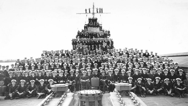 HMAS Perth's ship's company in Fremantle, August 1941.