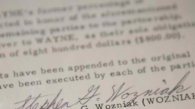 An amendment to the Apple founding partnership agreement signed by Steve Wozniak, Steve Jobs and Ronald Wayne