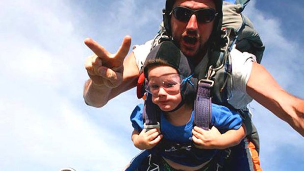 Aaron Marriott ... skydiving with his three-year-old son Kobe.