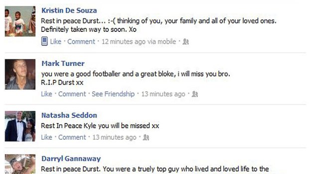 Heartfelt tribute messages about Kyle Thomas have started to pour onto his Facebook page. Photo: Twitter